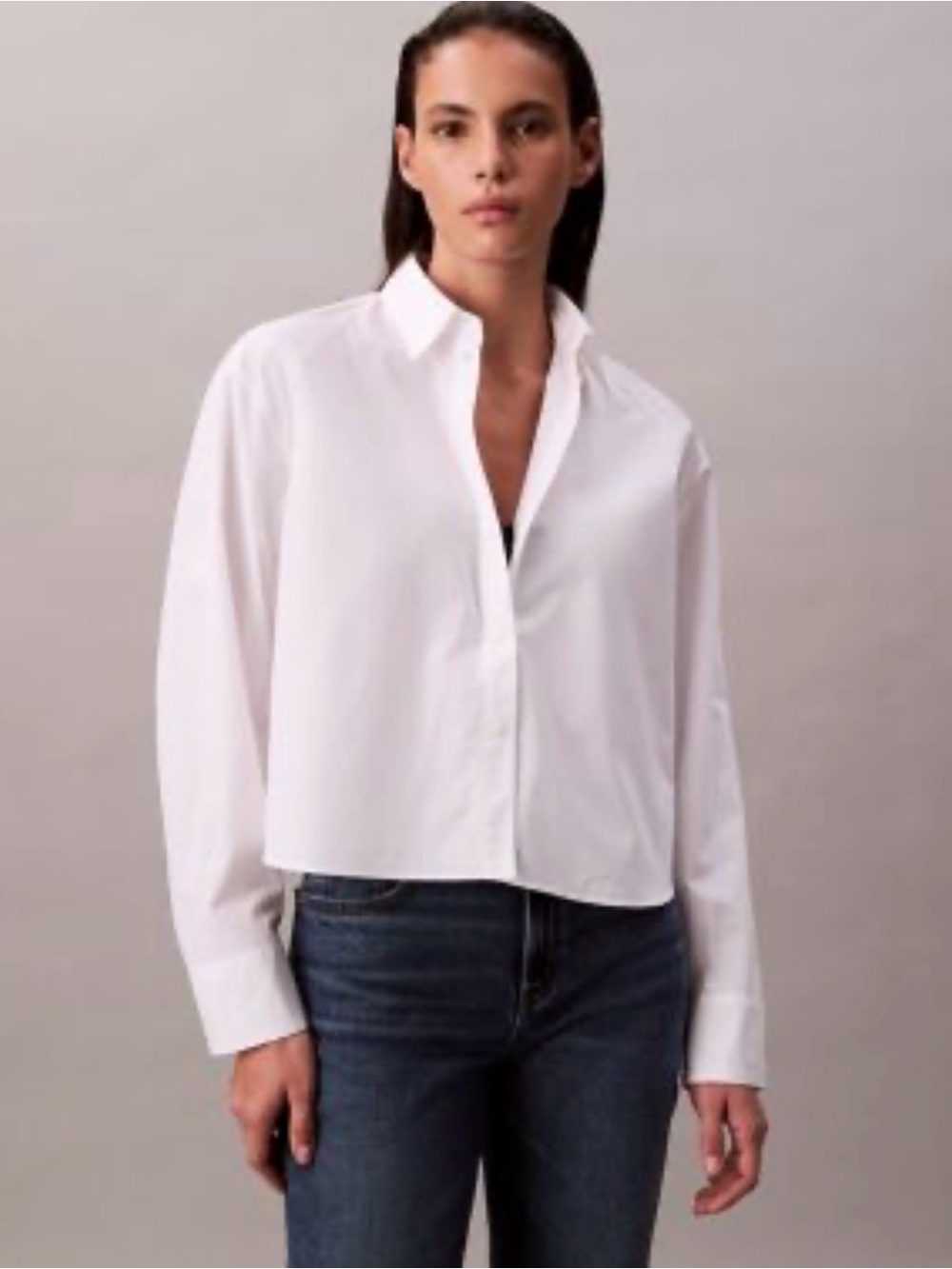 Maje White Cropped Button-Down Shirt